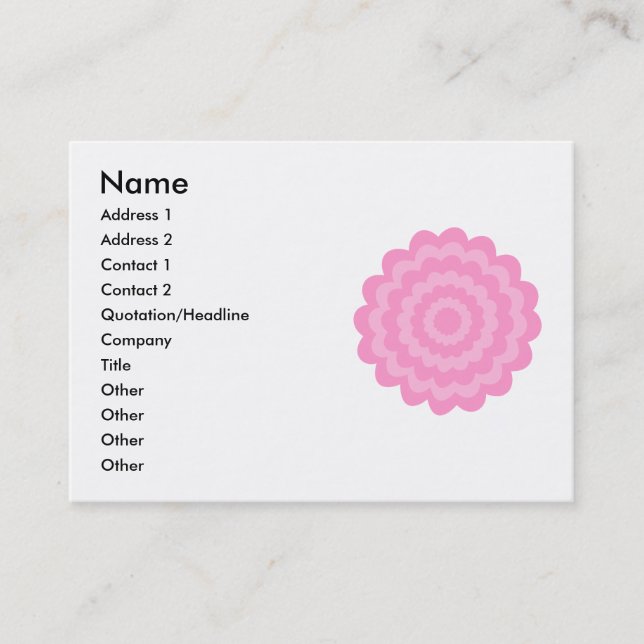Tarjeta De Visita Flor rosada bonita. Fondo blanco (Anverso)