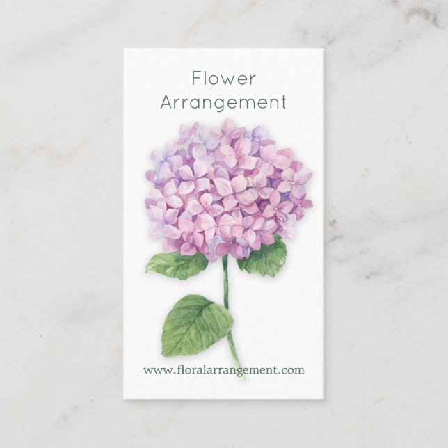 Tarjeta De Visita Flor rosada del Hydrangea de la acuarela (Anverso)