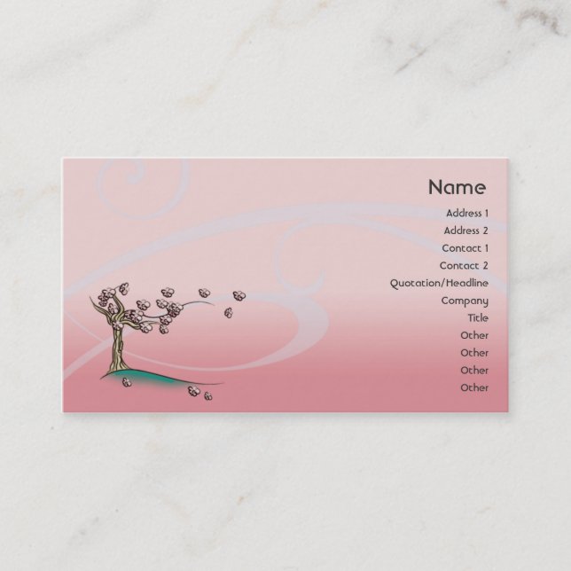 Tarjeta De Visita Flor rosado - negocio (Anverso)