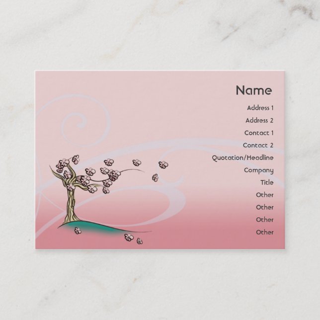 Tarjeta De Visita Flor rosado - rechoncho (Anverso)