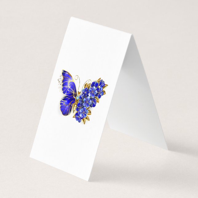 Tarjeta De Visita Flor Sapphire Mariposa (Reverso)