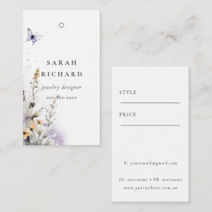 Tarjeta De Visita Flor silvestre amarillo Lilac Mariposa Simple Prec