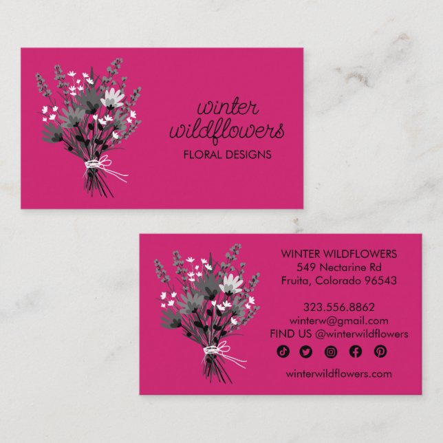 Tarjeta De Visita Flor silvestre Bouquet Elegante Personalizado de M (Anverso / Reverso)