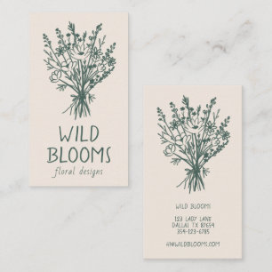 Tarjeta De Visita Flor silvestre Bouquet Rustic Minimal Floral simpl
