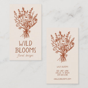 Tarjeta De Visita Flor silvestre Bouquet Rustic Minimal Floral simpl