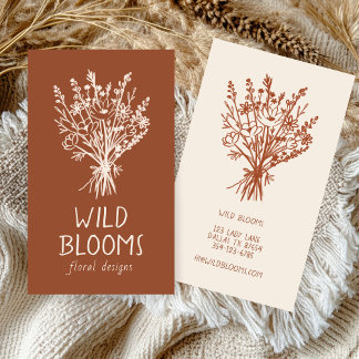 Tarjeta De Visita Flor silvestre Bouquet Rustic Minimal Floral simpl