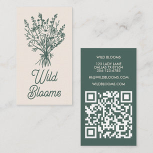 Tarjeta De Visita Flor silvestre Bouquet Rustic Mínimo Sage Floral Q
