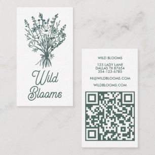 Tarjeta De Visita Flor silvestre Bouquet Rustic Mínimo Sage Floral Q