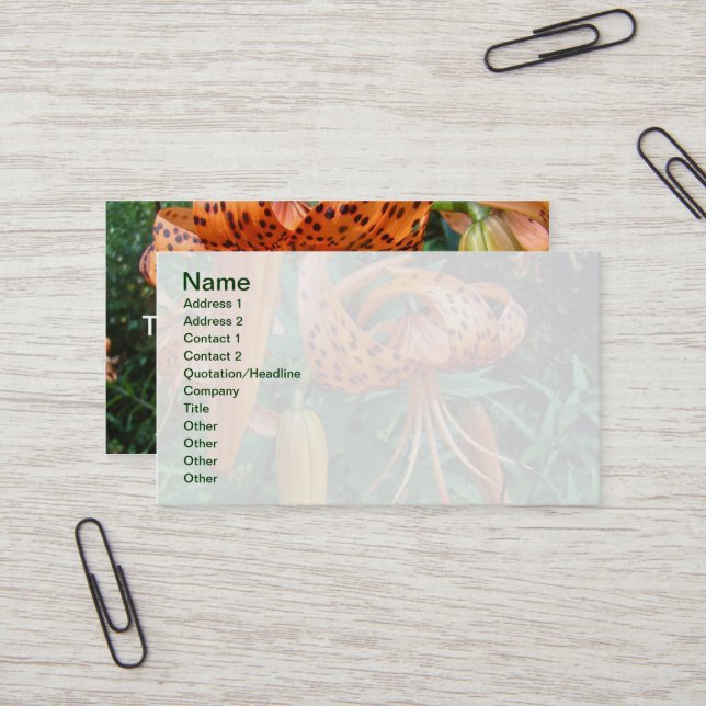 Tarjeta De Visita Flor silvestre Cap Lily de Turquía (Anverso/Reverso In Situ)