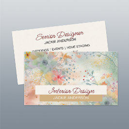 Tarjeta De Visita Flor silvestre Foliage Green Floral Watercolor