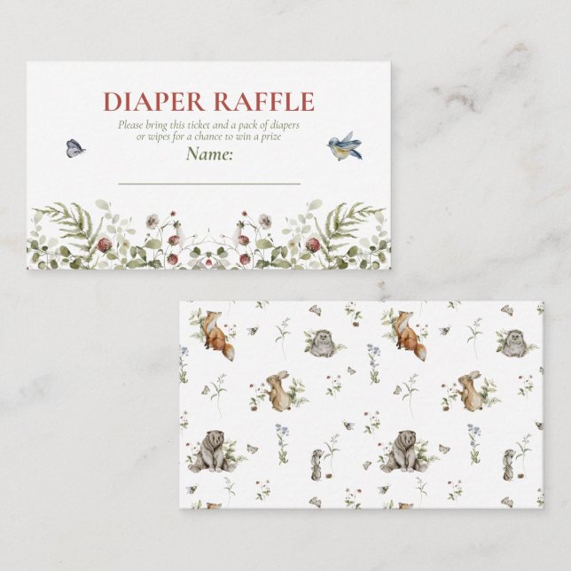 Tarjeta De Visita Flor silvestre fresa verano ducha Diaper Raffle (Anverso / Reverso)