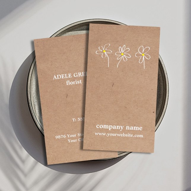 Tarjeta De Visita Flor simple moderna de dibujo floral (Subido por el creador)