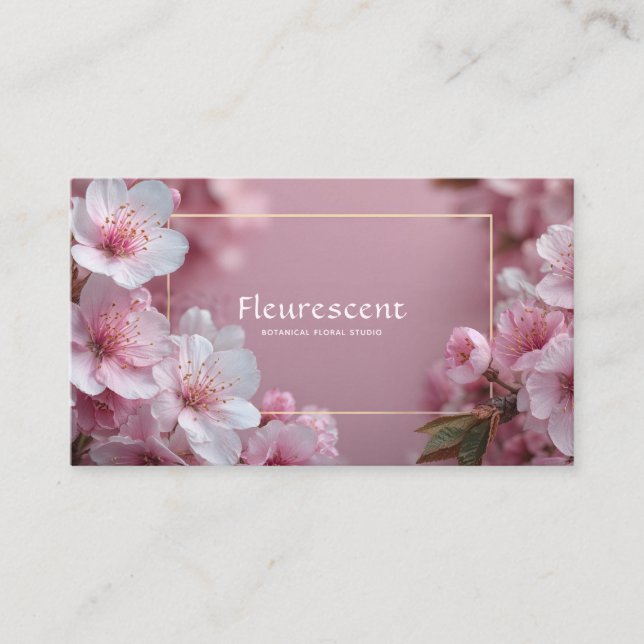 Tarjeta De Visita Flor suave de cerezo rosado en Bokeh moderno (Anverso)