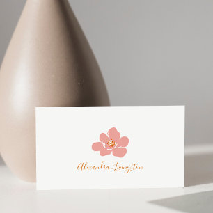 Tarjeta De Visita Flor Terracota Rosa Minimalista Moderna