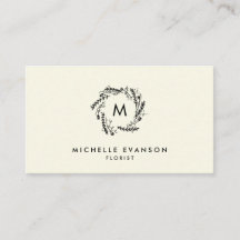 Flor Tienda Monograma Crema de flores y negro