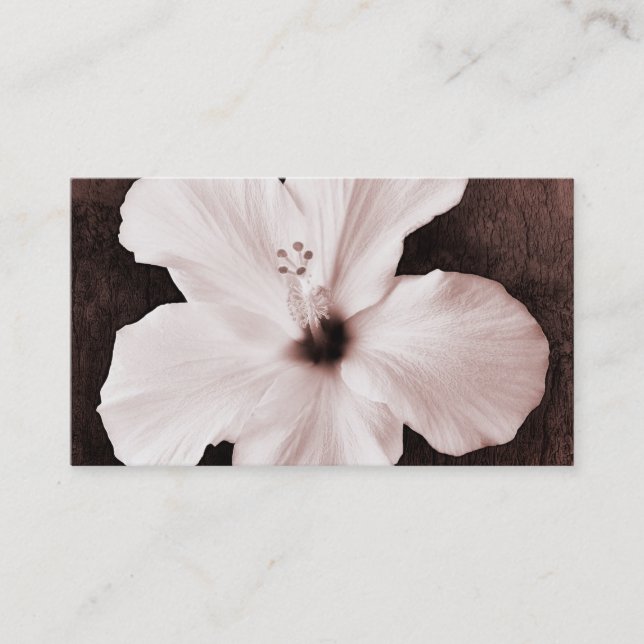 Tarjeta De Visita Flor tropical de la sepia hawaiana blanca del (Anverso)
