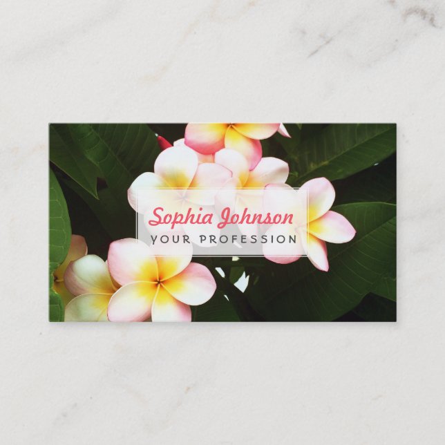 Tarjeta De Visita Flor tropical del Frangipani (Anverso)