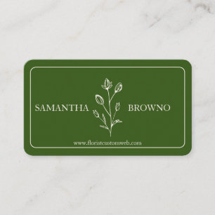 Tarjeta De Visita Flor verde beige enmarcada