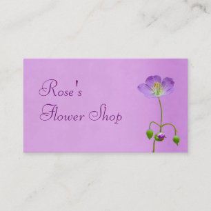 Tarjeta De Visita Flor violeta en una floristería morada