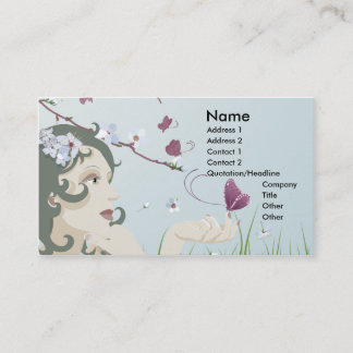 Tarjeta De Visita flor y mariposas hermosos