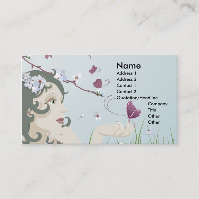 Tarjeta De Visita flor y mariposas hermosos (Anverso)
