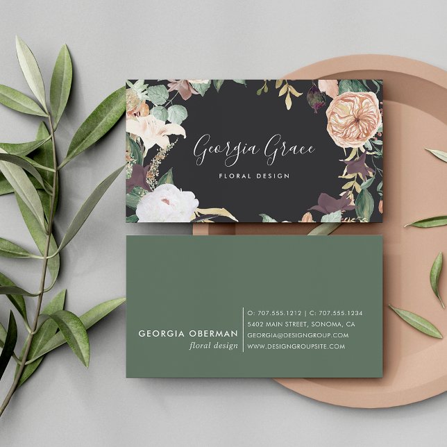 Tarjeta De Visita Flora acuarela de Boho Blooms (Subido por el creador)