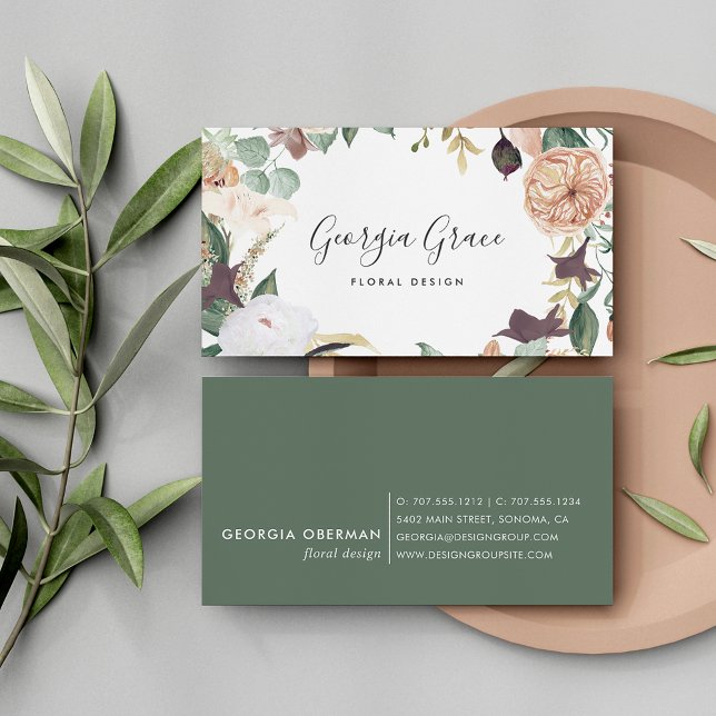 Tarjeta De Visita Flora acuarela de Boho Blooms (Subido por el creador)