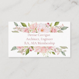 Tarjeta De Visita Flora acuarela rosa Femenina Rubor