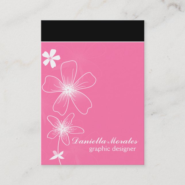 Tarjeta De Visita Flora rosa caliente (Anverso)
