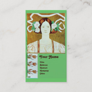TARJETA DE VISITA FLORA / SEÑORA CON MONOGRAMA DE ROSAS BLANCAS