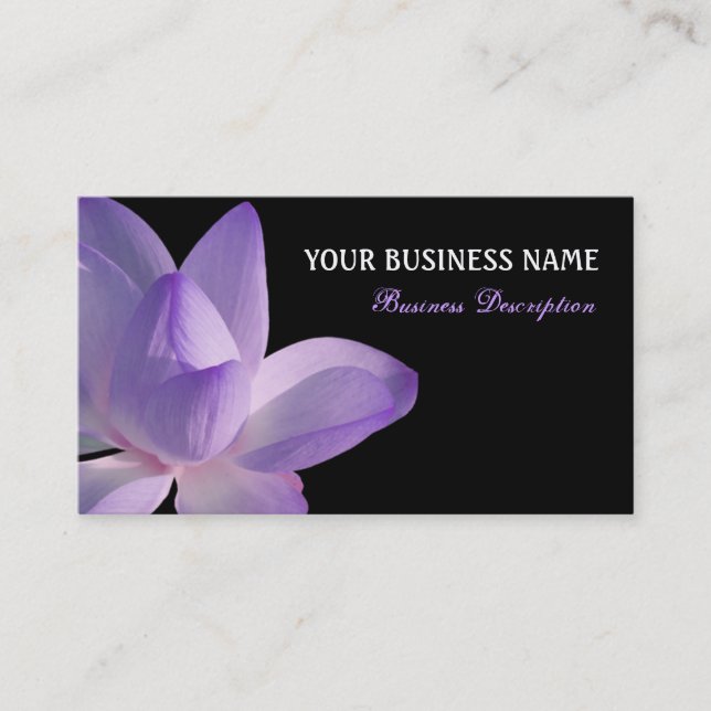 Tarjeta De Visita Floración púrpura de Lotus en negro (Anverso)