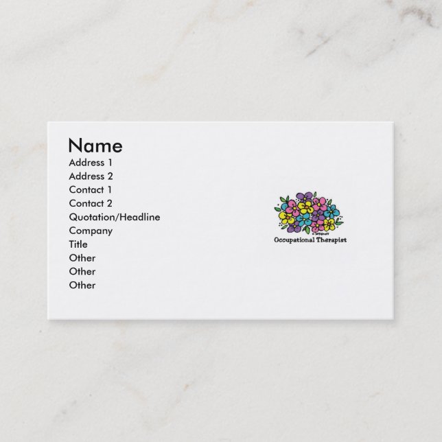 Tarjeta De Visita Floraciones 1 del terapeuta profesional (Anverso)
