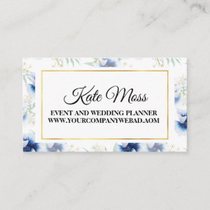 Tarjeta De Visita Floraciones de color oro y azul