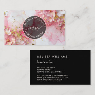 Tarjeta De Visita Floral 3D Acuarela Rosa