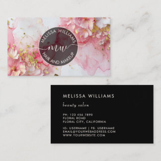Tarjeta De Visita Floral 3D Acuarela Rosa