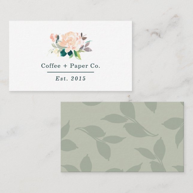 Tarjeta de visita floral acuarela (Anverso / Reverso)