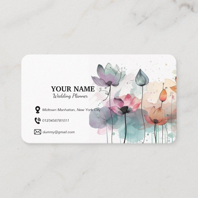 Tarjeta de visita floral acuarela (Anverso)