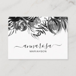 Tarjeta De Visita *~* Floral acuarela Elegante Flores Negras Simple