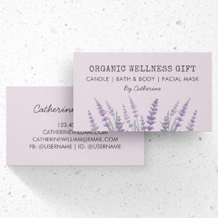 Tarjeta De Visita Floral Acuarela Lavanda Orgánica Ecológica Natural