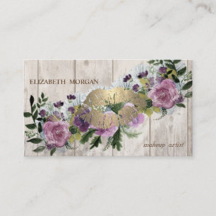 Tarjeta De Visita Floral acuarela profesional, labios, textura de ma