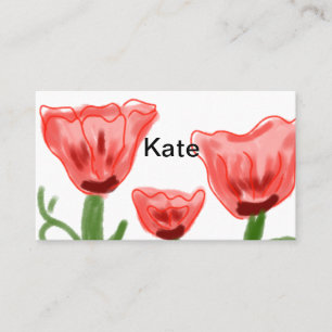 Tarjeta De Visita floral acuarela roja agregar texto nombre