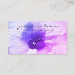 Tarjeta De Visita Floral acuarela rosa púrpura personalizada
