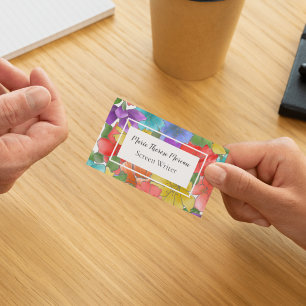 Tarjeta De Visita Floral Acuarela Vibrante