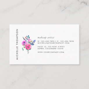 Tarjeta De Visita Floral acuática de color rosa caliente