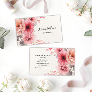 Tarjeta De Visita Floral acuática elegante