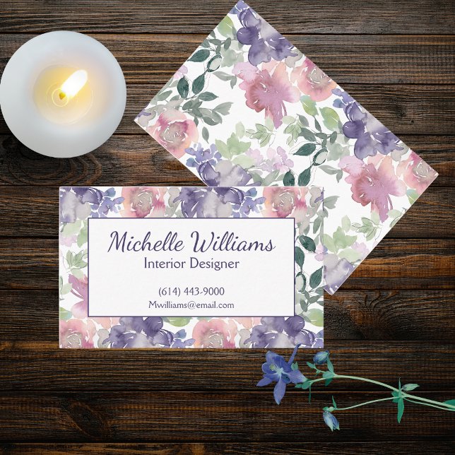 Tarjeta De Visita Floral acuática elegante (Subido por el creador)