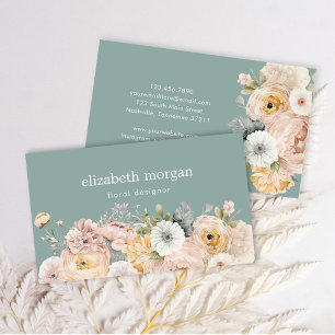 Tarjeta De Visita Floral acuática moderna y elegante
