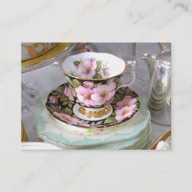 Tarjeta de visita floral adaptable de la taza de (Anverso)