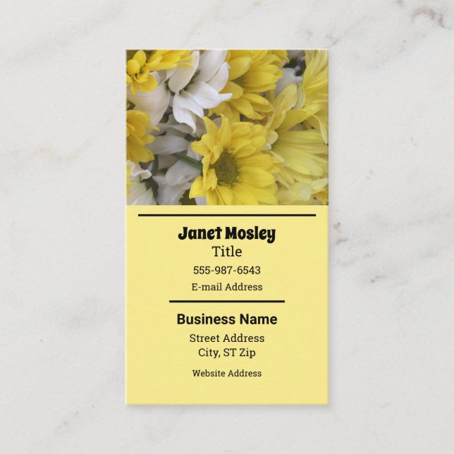 Tarjeta De Visita Floral Amarillo (Anverso)