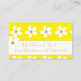 Tarjeta De Visita Floral Amarillo Blanco Daisy Gold Profesional